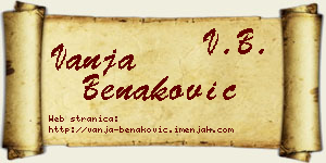 Vanja Benaković vizit kartica